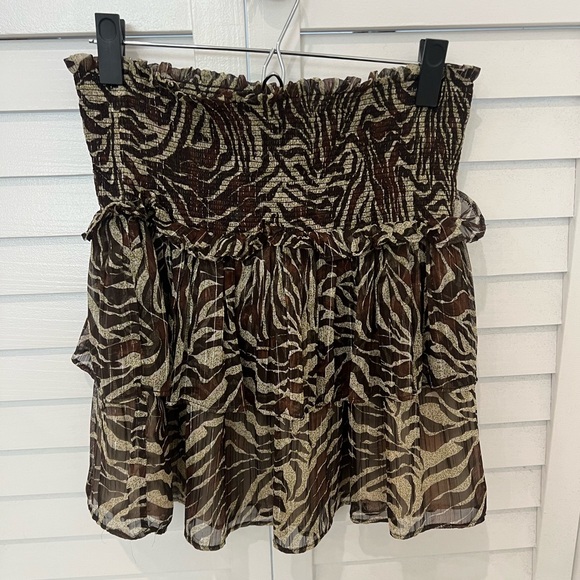 Walter Baker Ruffled Animal Print Skirt - Picture 1 of 2